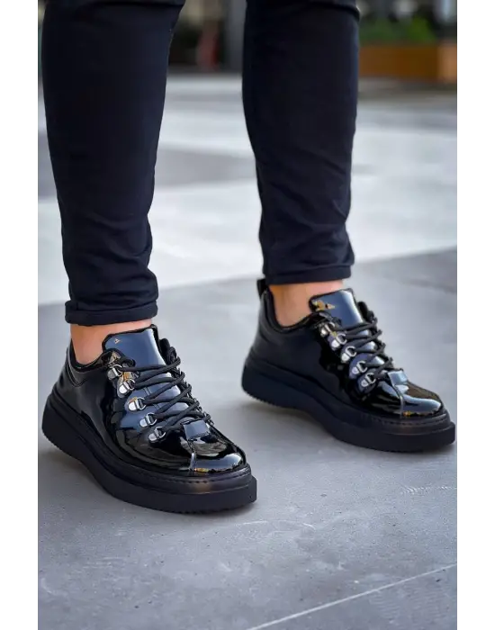 Omarı Rugan Yüksek Taban Siyah Erkek Günlük Ayakkabı