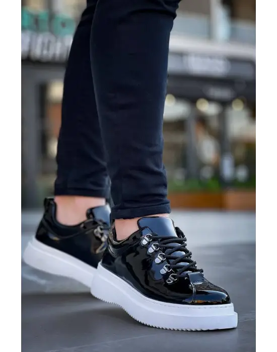 Omarı Siyah Rugan Yüksek Taban Bağcıklı Erkek Ayakkabı