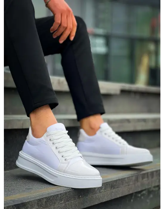 Modern Beyaz Rugan Spor Ayakkabı