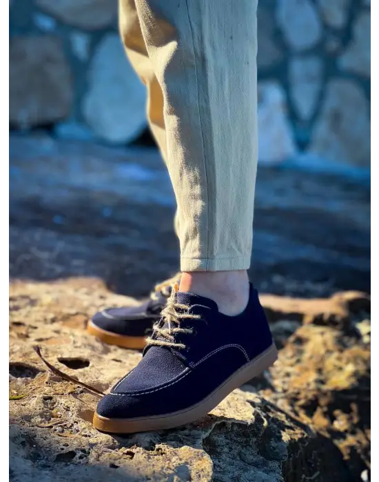 Omarı Süet Bağcıklı Lacivert Erkek Günlük Ayakkabı