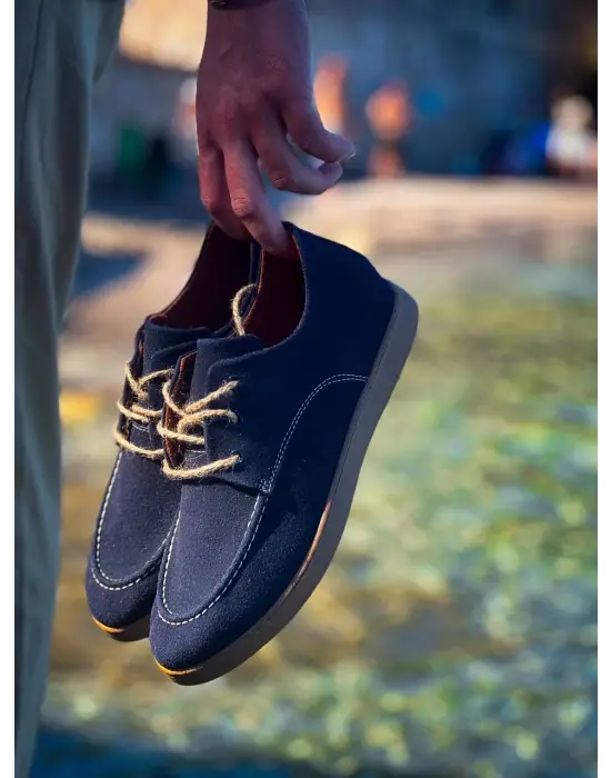 Omarı Süet Bağcıklı Lacivert Erkek Günlük Ayakkabı