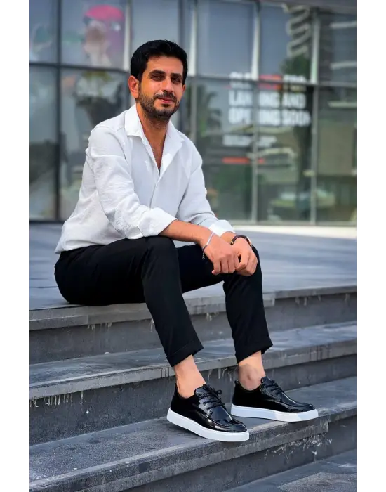Modern Siyah Rugan Erkek Ayakkabı