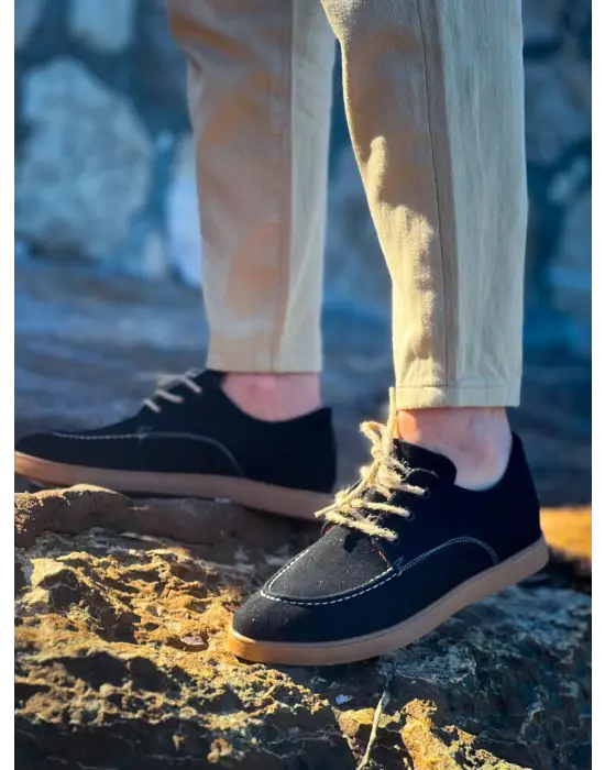 Yüksek Kalite Siyah Süet Bağcıklı Erkek Ayakkabı