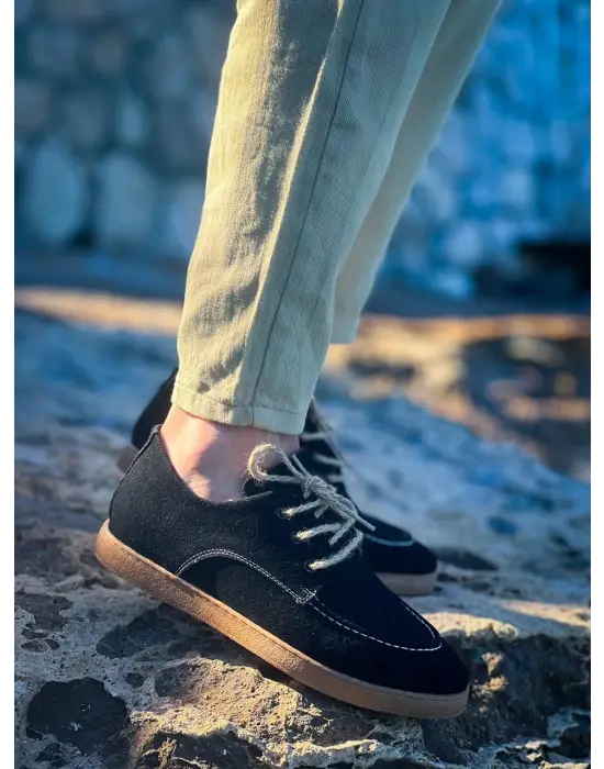 Omarı Siyah Suede Günlük Erkek Ayakkabı