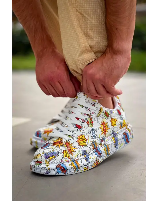 Modern Beyaz Bağcıklı Erkek Ayakkabı