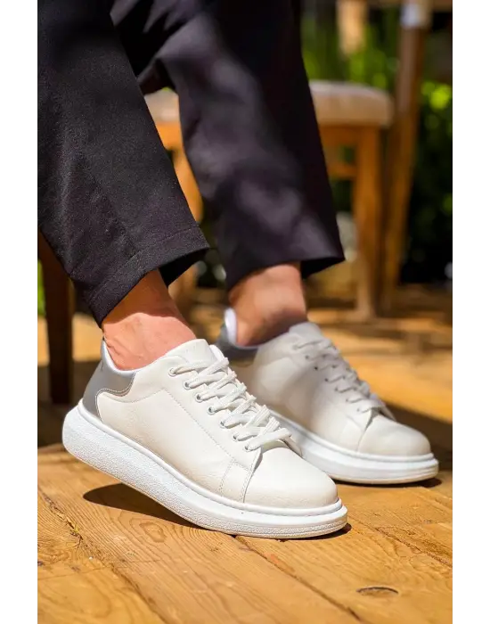 Omarı Gümüş Yüksek Taban Bağcıklı Erkek Ayakkabı