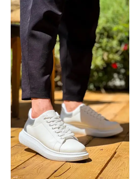 Omarı Gümüş Yüksek Taban Bağcıklı Erkek Ayakkabı