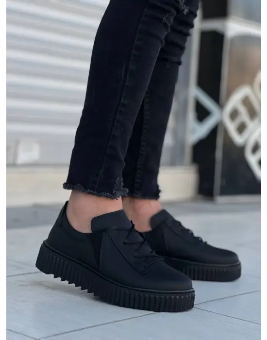 Omarı Siyah Yüksek Taban Bağcık Detaylı Günlük Erkek Ayakkabı