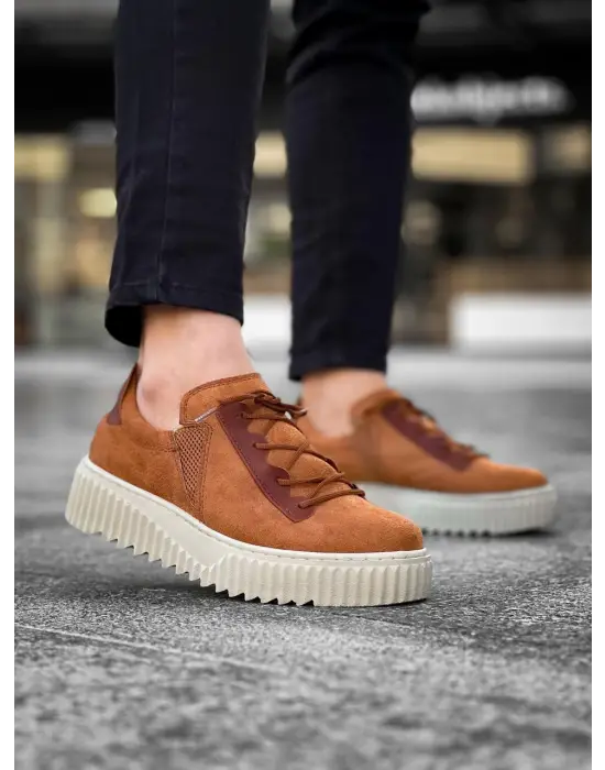 Yüksek Bej Taban Günlük Erkek Ayakkabı