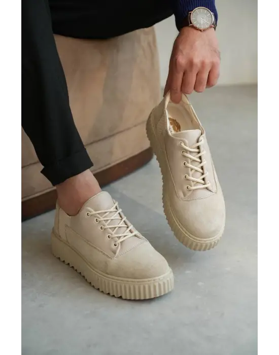 Modern Bej Süet Erkek Ayakkabı