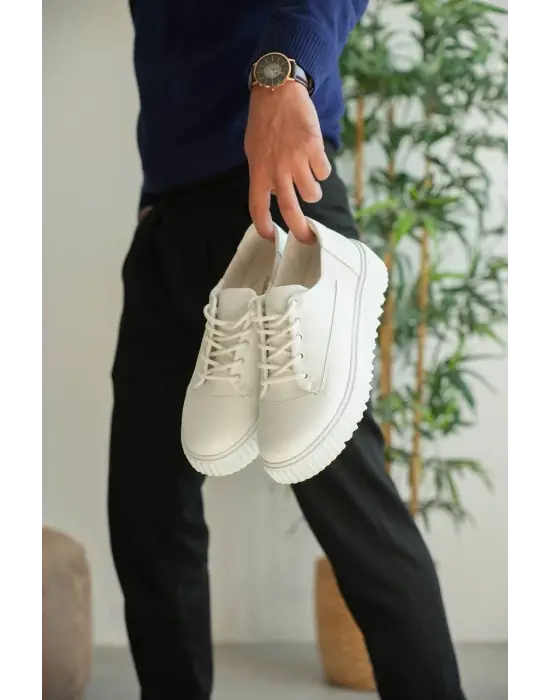 Modern Beyaz Cilt Erkek Ayakkabı