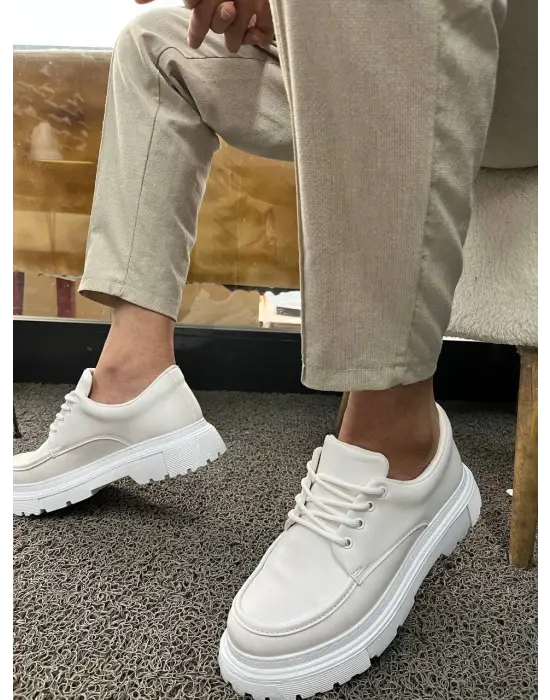 BR-6 Benorra Beyaz Cilt Günlük Erkek Ayakkabı