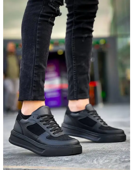 Omarı Siyah Detaylı Yüksek Taban Günlük Spor Ayakkabı