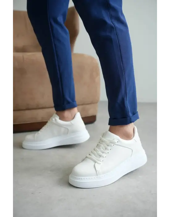 BR-B2 Benorra Beyaz Cilt Günlük Erkek Ayakkabı