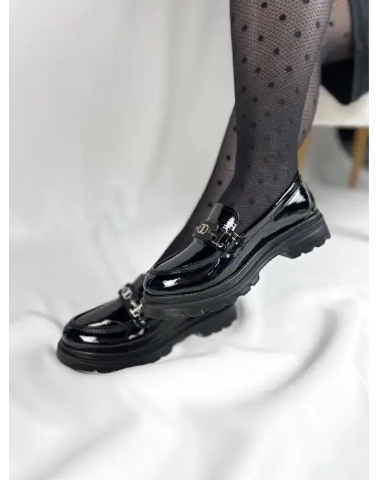 BR-ZN102 Benorra Kömür Rugan Günlük Kadın Babet