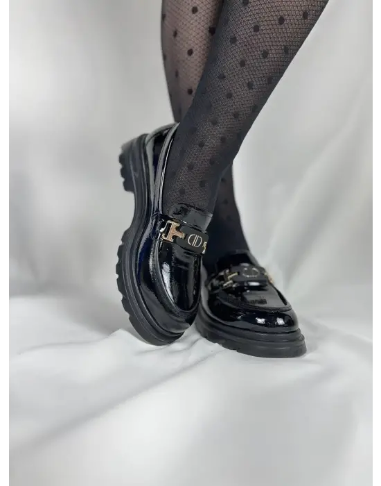 BR-ZN102 Benorra Kömür Rugan Günlük Kadın Babet