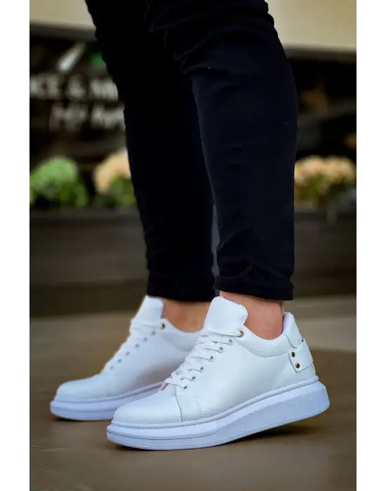 Omarı Stil Sahibi Beyaz Cilt Günlük Erkek Ayakkabı