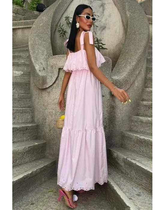 Omarı Brode Nakışlı Elbise