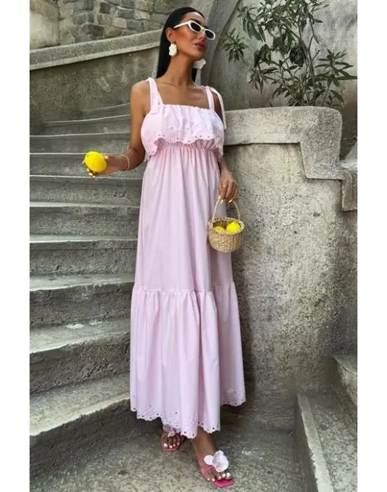 Omarı Brode Nakışlı Elbise