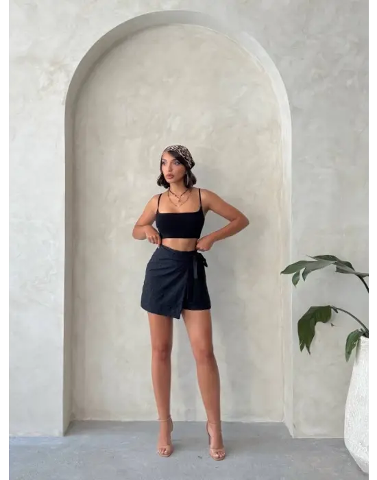 Brodeli şort etek s255075