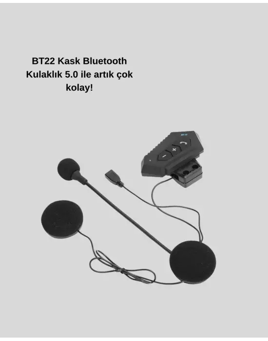 Bt22 Kablosuz Kask Kulaklığı – Bluetooth 5.0, Intercom, Su Geçirmez Ve Uzun Ömürlü Batarya