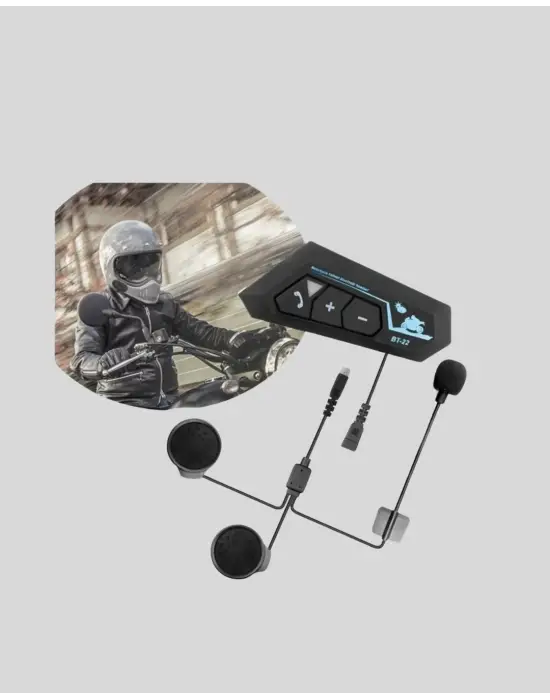 Bt22 Kask Bluetooth Kulaklık 5.0 – Suya Dayanıklı, Gürültü Önleyici, Uzun Pil Ömürlü