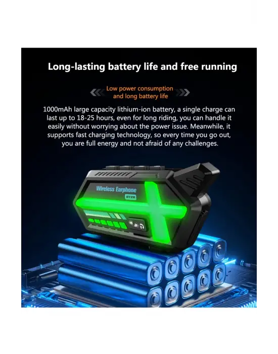 Bt26 Motosiklet Kask Kulaklık Bluetooth Rgb Işıklı 2 Eşleşme Özellikli 1000 Mah Intercom