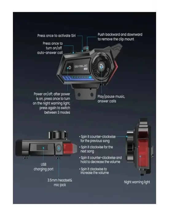 Bt57 Motosiklet Kask Kulaklık Intercom Işıklı Motorsiklet Interkom