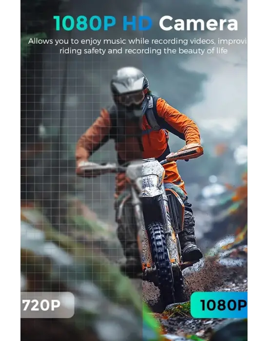 Bt68 Motosiklet Kask Bluetooth Kulaklık 1080p Kamera Ses Kontrolü Video Kayıt Özellikli İntercom