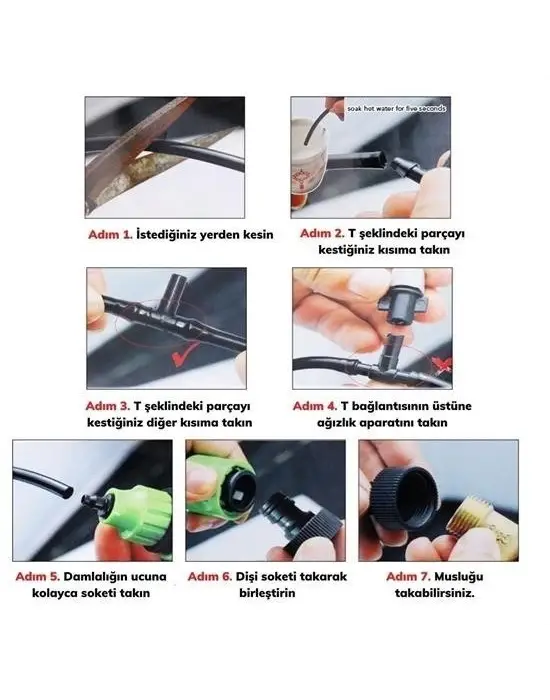 BUFFER® 10 Metre Kendin Yap Balkon Veranda Çardak Kamelya Sulama Serinletme ve Nemlendirme Sistemi