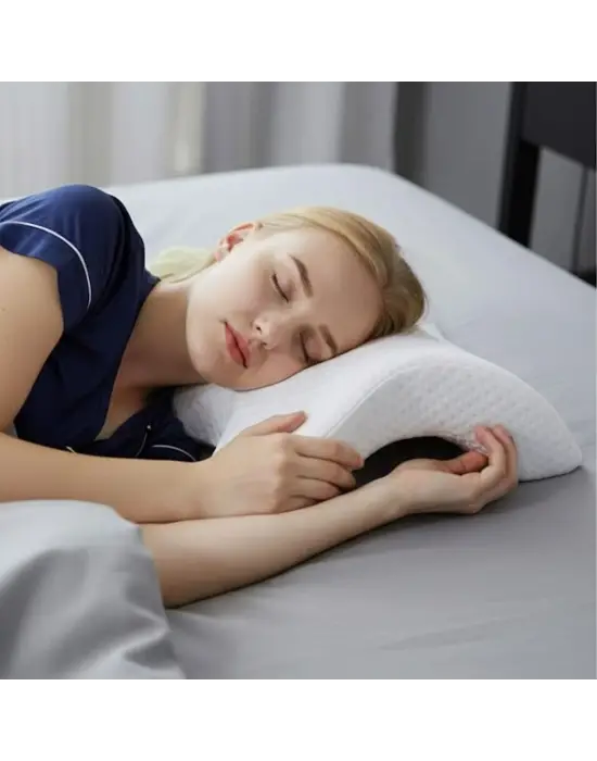 BUFFER® % 100 Visco Kavisli Ortopedik Yıkanabilir Kumaş Kılıflı Bel Boyun Bacak Ağrıları İçin Yastık