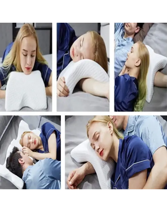 BUFFER® % 100 Visco Kavisli Ortopedik Yıkanabilir Kumaş Kılıflı Bel Boyun Bacak Ağrıları İçin Yastık