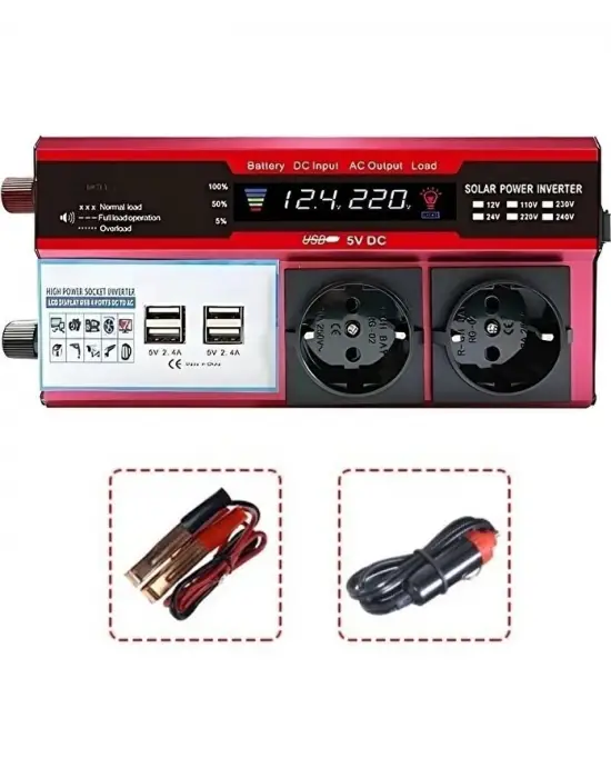 Buffer® 12v 2000w Modifiye Sinüs İnverter Araç Ve Güneş Enerjisi Uyumlu, Çift Usb, Çift Priz Ve Çakmaklık Epilons
