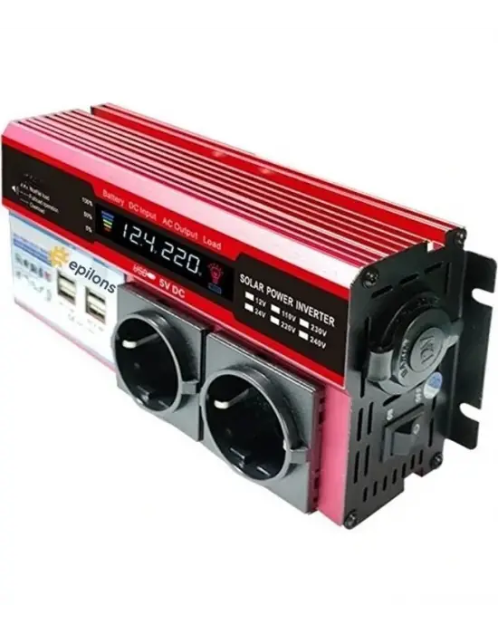 Buffer® 12v 2000w Modifiye Sinüs İnverter Araç Ve Güneş Enerjisi Uyumlu, Çift Usb, Çift Priz Ve Çakmaklık Epilons