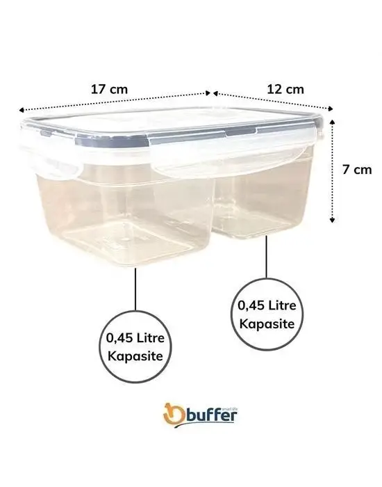 Omarı Güçlü ve Pratik 2 Bölmeli Erzak Saklama Kabı