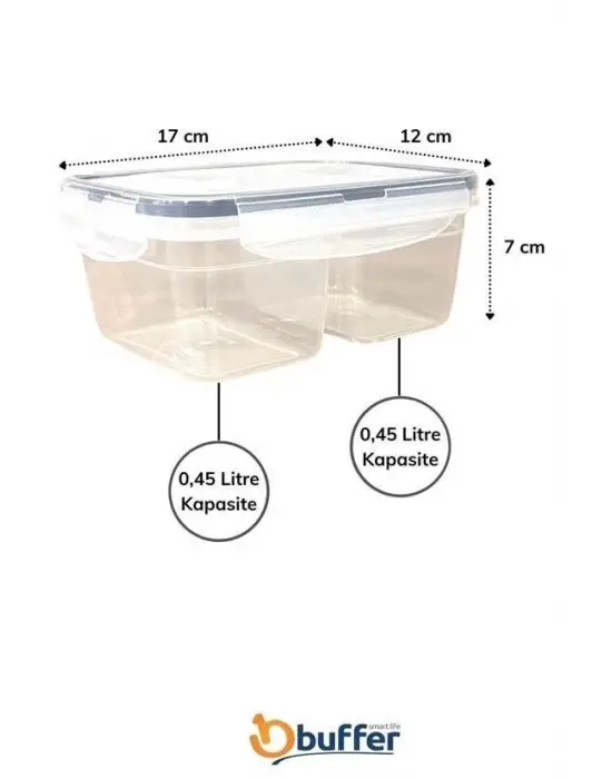 Omarı Güçlü ve Pratik 2 Bölmeli Erzak Saklama Kabı