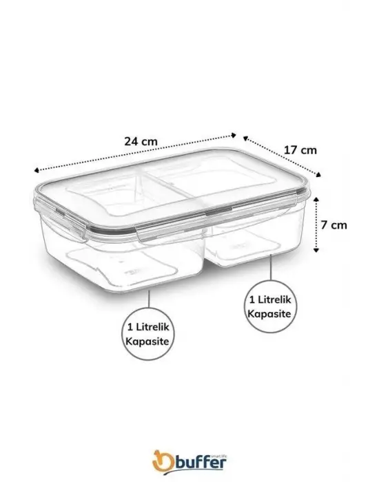 Omarı Pratik ve Kilitli 2 Bölmeli Erzak Saklama Kabı