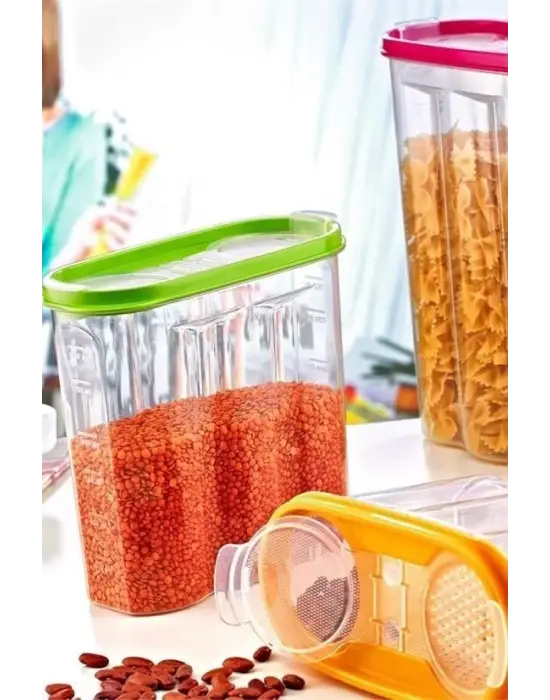 Omarı Modern ve Pratik Kapaklı Ölçekli Kuru Gıda Saklama Kutusu - 1,7 Litre