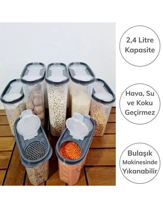 Omarı Pratik ve Kapasiteli Ölçekli Kuru Gıda Saklama Kutusu 2,4 Litre