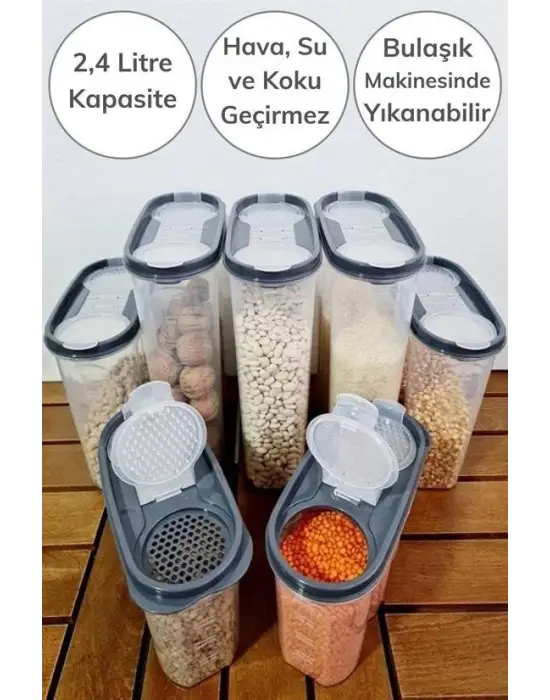 Omarı Pratik ve Kapasiteli Ölçekli Kuru Gıda Saklama Kutusu 2,4 Litre