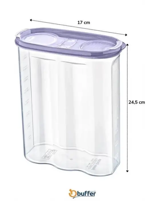 Omarı Pratik ve Kapasiteli Ölçekli Kuru Gıda Saklama Kutusu 2,4 Litre
