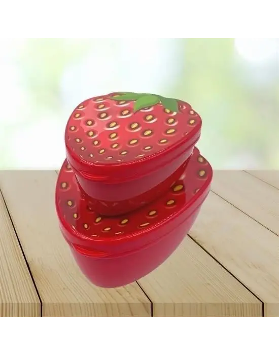 Omarı Çilek Model İç İçe Geçebilen Saklama ve Beslenme Kabı Seti