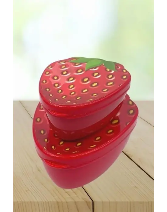 Omarı Çilek Model İç İçe Geçebilen Saklama ve Beslenme Kabı Seti