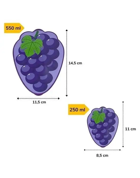 Omarı İç İçe Geçebilen Üzüm Model Saklama Kabı Seti