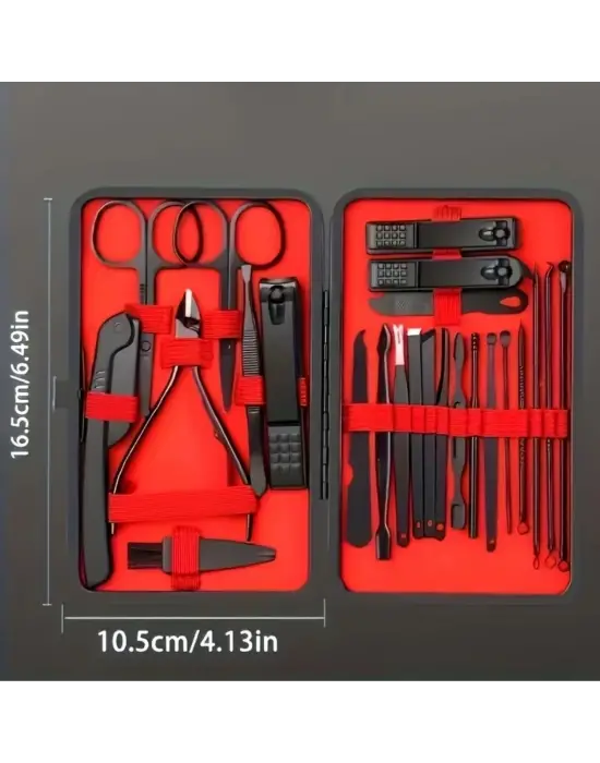 Omarı 24 Parça Kendiliğinden Deri Çantalı Manikür Pedikür Seti