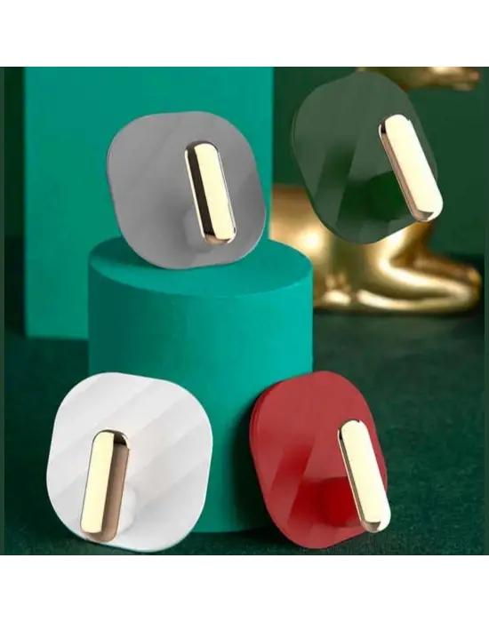 Omarı Yapışkanlı Retro Askılık Dolap Kapak Kulpu Gri