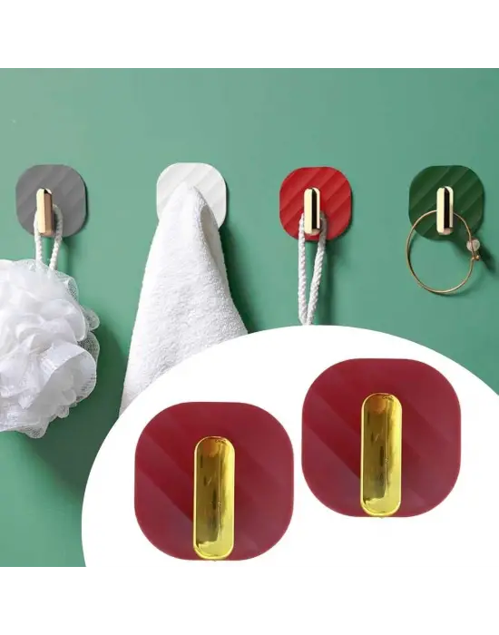 Omarı Yapışkanlı Retro Askılık Kapak Kulpu - Kırmızı