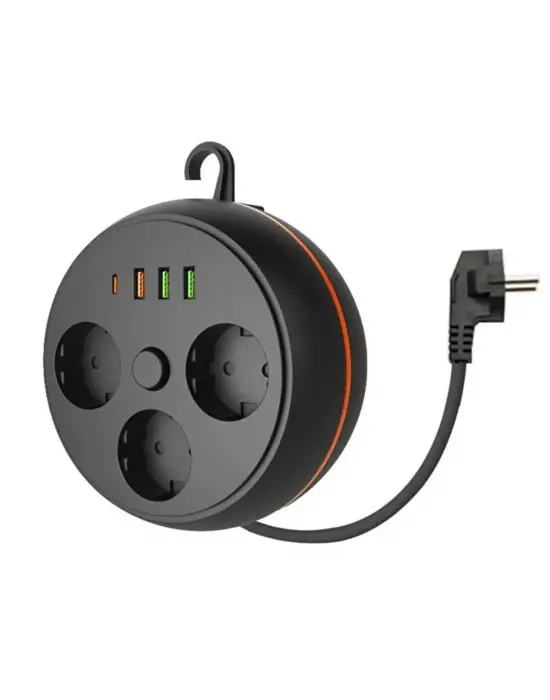 Omarı Termal Akım Korumalı Makaralı Priz with USB ve Type-C Giriş