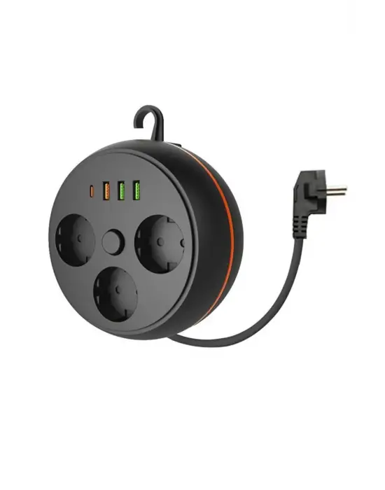 Omarı Termal Akım Korumalı Makaralı Priz with USB ve Type-C Giriş