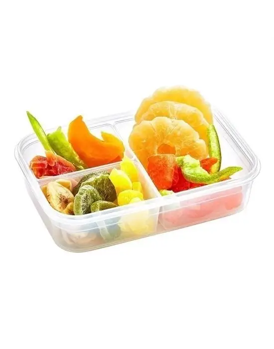 Omarı 3 Bölmeli Kilitli Kapaklı 1 Litre Erzak Saklama Kabı